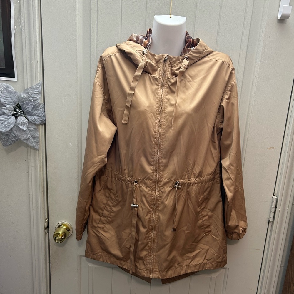 Time and Tru Women's Light Brown Hooded Utility Jacket